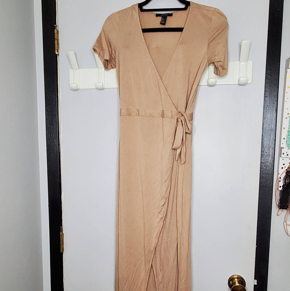Maxi Tan Wrap Dress